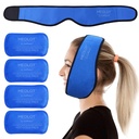 LotFancy Face Ice Pack Envoltório para TMJ, Sabedoria dentes, com 4 embalagens de gel de terapia fria quente reutilizável, alívio da dor para cabeça, cirurgia oral e facial, implantes dentários, azul
