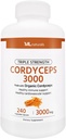 ML Naturals Tripla Força Cordyceps 3000 Feito com Cordyceps Orgânico, 240 Cápsulas Vegetais. Suporte Imune Saudável, Não-GMO, NSF-certificado & cGMP-Compliant Third-Party Lab testado.