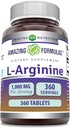 Fórmulas surpreendentes L-Arginina Suplemento 1000 Mg Por Servindo . Comprimidos . Suplemento Aminoácido para Mulheres e Homens . Não-GMO . Gluten Free ..Made in USA (360 Count)