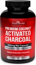Cápsulas Orgânicas Divinas de Carvão Ativadas - 600mg Pílulas de Carvão de Coco - 90 Tampas Vegetais