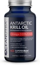 Wild Caught Antártico Krill Oil 500MG, 60 Softgels, SuperbaBoost Omega 3 Suplemento, EPA & DHA, Astaxantina, Choline, 56% Fosfolipídios, Sustentável, Rastreável, Sem óleo de peixe, Vanilla Flavor