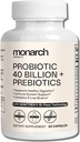 Probiótico 40 Bilhões + Prebióticos: 4 Diversidade Strains - Digestivo & Gut Saúde (60 Cápsulas) - Probióticos para mulheres e homens - Natural Gut Saúde & Imune Suplemento de suporte