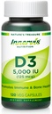Vitamina D3 5000 UI de alta potência – Aumente a imunidade, suporte osso e dentes, fácil de engolir 120 Veg Cápsulas
