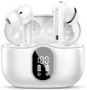 Btootos Wireless Earbuds Bluetooth 5.4 Auscultadores Bass Stereo Ear Buds com ruído Cancelar Mic LED Display em fones de ouvido IP7 Impermeável 36H Playtime para Laptop Pad Phones Sports Treino Branco