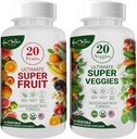 Aamatec Life Fruit and Veggies Supplements with 70 Fruits & Vegetals □ Força Suplementos Superalimentares para Homens e Mulheres □ Equilíbrio Nutricional Dietário □ Frutas naturais e Cápsulas Veggie 120 Cápsulas