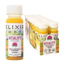 Elixir Shots, Vitality Immunity Wellness Shot com 100% Ingredientes Orgânicos, Vermelho havaiano a frio, Ginger peruano, abacaxi e pimenta preta, Sem açúcar ou aditivos artificiais, 12 Pack