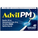 Advil PM Pain Reliever e Nighttime Sleep Aid, Medicina da Dor com Ibuprofeno para alívio da dor e Citrato de Difenidramina para um Sleep Aid - 40 Caplets revestidos