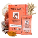 WISE BAR Adaptogen Mushroom Nutrition Bares com Reishi, Lions Mane & Ashwagandha, Vegan orgânico & Gluten Free Snacks para foco natural, Energia e suporte de imunidade, Canela sabor Turmeric, 12 Conde