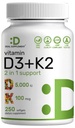 SUPPLEMENT DEAL Vitamina D3 5.000 UI + K2 MK7 Softgels, 250 Count (complexo 2-em-1) Fácil de engolir