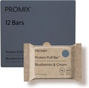 ProMix Nutrition Protein Puff Bares - mirtilos e creme - Marshmallow Crispy Treat - grande degustação e saudável no lanche - alta proteína e baixa calorias - livre de glúten, soja, & milho - 12 Bares