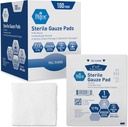 MED PRIDE Gaze Steril Dressing Pads, 12 Ply Altamente Absorvente Algodão, Envolto individualmente, Não Vara, Remoção indolor (3x3 Polegada de 100))