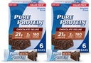 Pure Protein Bars, Alta proteína, Lanches nutritivos para apoiar a energia, Baixo açúcar, Gluten Free, Chocolate Deluxe, 6 Count (Pack of 2)