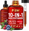 Multivitamina de gato – Vitaminas B, C e D3 em forma líquida – 10 em 1 cão vitaminas e suplementos para ajudar com alergias e ITUs – Vitaminas de gato para pele e revestimento – glucosamina para HIPS e articulações – 2 Oz