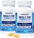 Oceanblue Professional Omega-3 2100 com Vitamina K2 e Vitamina D3-60 Conde 2 Pack- Tripla Força Suplemento de óleo de peixe arrotado com EPA, DHA & DPA - Wild Caught - sabor laranja, 60 Servings