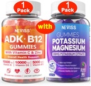 NEVISS 1Pack Vitamina ADK com pastilhas de magnésio B12 + 1Pack Potássio