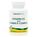 Naturezas Plus Vitaminas D3 & K2-90 Comprimidos - Promove o suporte ósseo, função imunitária, saúde cardiovascular e equilíbrio de humor - Vegetariano, sem glúten - 90 Servimentos