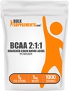 BulkSupplements.com BCAA 2:1:1 Pó - Aminoácidos de cadeia ramificada, BCAAs Aminoácidos Pó - Sem sabor e sem glúten, 1g por serviço, 1kg (Pacote de 5) (11 lbs)
