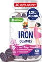 Sunny SAM Pastilhas de ferro para crianças e adultos - Vitaminas de ferro com vitamina C, 10mg por serviço - chiclete de fruta mastigável para a produção de células vermelhas de apoio Imune