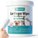 Limpador de ouvido de dedos 60 contagens, limpador de ouvido do cão, grooming Kit cuidados para cães e gatos, macio & fácil otic limpar almofadas, remover cera, sujeira e parar fedorenta, coceira, não irritante, cheiro de coco