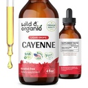 Selvagem & orgânica Cayenne pimenta Tintura - Suporte digestivo com Capsaicin Extract - Cayenne pimenta líquido gotas para geral bem-estar - Vegan, Açúcar & Álcool-livre - 4 fl oz