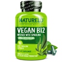 NATURELO Vegan B12 - Metil B12 com espirulina orgânica - Vitamina de alta potência B12 1000 mcg Metilcobalamina - Suporta humor saudável, Energia, Coração e Saúde dos Olhos - 90 Cápsulas