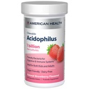 SAÚDE AMÉRICA Tablet Acidophilus mastigável diário, 1 bilhão de culturas vivas, bactérias benéficas para os sistemas digestivo e imunológico, morango, 60 contagem