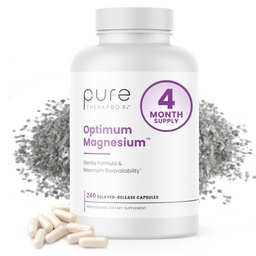 Puro TheraPro Rx Optimum Magnesium Lysinate Glycinate & Di-Magnesium Malate, Made in USA Fornecimento de 4 Mês, Quelated para Absorção Máxima, Suporta Saúde Óssea e Energia, 240 Contagem