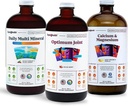 Músculos LIQUIDHEALTH, ossos e articulações Pacote líquido de vitamina com multi mineral diário, Glucosamina líquida conjunta ótima, e Suplementos de cálcio e magnésio - Saúde óssea e conjunta, Energia, Vegan, Não-GMO
