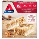 Atkins Vanilla Pecan Crisp Protein Meal Bar, Alta Fibra, 1g de açúcar, 4g de substituição de refeição líquida de carboidratos, Keto Friendly, 5 Contagem