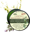 SSF Organics Comfrey Recovery Salve. Bálsamo de ervas orgânica para ossos, músculos, articulações, joelhos, pele, inchaço e cuidados com a tatuagem. Feito à mão, infundido lentamente. Sem preenchimento químico. 2 onças