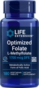 Extensão de vida Folato otimizado (L-Metilfolato) 1700 mcg DFE, 180 Veg Comprimidos