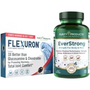 Pacote de produtos de pureza - Flexuron Joint Formula + EverStrong Tablets - Flexuron - Krill Oil, Ácido Hialurônico + Astaxantina - EverStrong- Músculo Matrix Mistura m/Creatina, Extrato de Fruta de Café + Mais