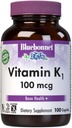 Bluebonnet Vitamina K1 100 mcg Suporta saúde óssea - Phylloquinone Crystalline Vitamina K Suplemento - Non-GMO, Kosher Certificado, Sem glúten, Sem leite - 100 Caplets Vegan