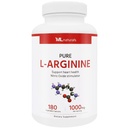 ML Naturals L-Arginina Pura 1000 mg 180 Cápsulas Vegetais. Aminoácido, Estimulador de Óxido Nítrico e Suporta Saúde Cardíaca, NSF-Certificado & cGMP-Compliant.