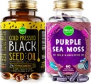 Maju Superfoods Black Seed Oil Cápsulas e Purple Sea Moss Cápsulas