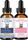 Lisina para Removedor de Pedaços de Gatos e Lágrimas - Apoiando Função Visual Normal, Eliminação de Pedaços de Lágrima, Alívio Frio - Tratamento de Infecção Respiratória de Gatos e Olho para Nariz Runny e Olhos Aguados