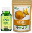 Cápsulas de espirulina de ZING ORGÂNICO- 30Cap & Pó de Açafrão- 115g