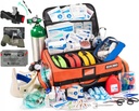 Scherber Bolsa Premium Premium de Primeiro Respondedor Aprovada pela HSA/FSA Aprovada por Grande Pró EMT/EMS Trauma, Hemorragia e Kit Médico de Oxigênio, Tourniquete CAT, Selo de tórax HyFin e 260+ Primeiros Socorros Suprimentos (Laranja)