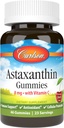 Carlson - Pastilhas de Astaxantina, com Vitamina C, Suporte Imune, Antioxidante, Saúde do Coração, Não-GMO, Flavor de Cereja, 46 Gummies Vegetarianos