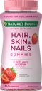 Soluções otimizadas da recompensa da natureza Cabelo, pele e unhas Pastilhas de vitamina com biotina, 2500 mcg, morango, 80 contagem, 40 Total Servings