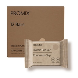 ProMix Nutrition Protein Puff Bares, 12-Pack - Chip de chocolate - Marshmallow Crispy Treat - grande degustação e saudável no lanche Go - alta proteína e baixa caloria - não-GMO e livre de glúten, soja, & milho