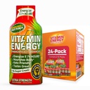 Vitamina Energia Imune+ Força extra Energia Shot Fruit Punch 24 Pack, 260mg Cafeína Natural, B-Vitaminas, Citicolina, Chá Verde, Imunidade e Apoio Focal, Açúcar Zero, Sem glúten 1,93 fl oz