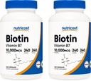 Nutricost Biotina (Vitamina B7) 10.000mcg (10mg), 240 cápsulas (2 garrafas) - Não-GMO, sem glúten