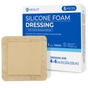 LotFancy Vestido de espuma de Silicone, 4 "x 4" (2,5"x2.5" Pad), 5 Contagem, Vestido de Adesive Adhesive Bordered Estéril, Dor de cama, Ulcers Leg Bandage Cuidados de Feridas, Altamente Absorvente, À prova d'água
