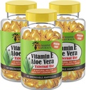 Sunshine Naturals Vitamina E e Aloe Vera Hidratante. Fórmula hidratante para pele seca, alívio calmante, nutrição e elasticidade da pele. Promove pele macia e saudável. 60 frascos. Embalagem de 3