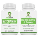 Pacote VitaMonk Energia e Foco: MatchaMax Orgânica Japonesa Matcha Cápsulas de baixa dose de cafeína e teanina