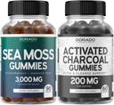 Mar da Irlanda Moss (90 Gummies) Maremotos crus para tireóide, energia e imune Suporte e carvão ativado (60 Gummies) Detox saudável & Cleanse Support - Formulado de Shells de coco orgânico - Made in USA