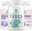 Suplementos de fígado TUDCA 1100mg e suplementos de ácido hialurônico lipossomal 1000mg, suplemento de biodisponibilidade alta (Pacote de 3)