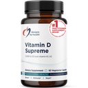 Designs para a saúde Vitamina D Supremo - Vitamina D 5000 UI com 2000mcg Vitamina K como MK4 para a saúde óssea, saúde do coração, humor e suporte imunológico - Vitamina D3 reforçada com suplemento GG (60 cápsulas)