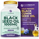 PurePremium Black Seed Oil 500mg - Orgânico Nigella Sativa Seeds, Cold Pressed Black Comin Oil Extract - Suplemento de Cabelo / Pele para Homens / Mulheres pacote de 90 Cápsulas